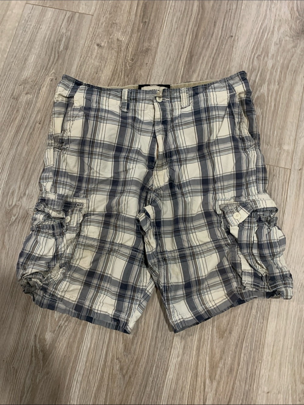 Signature by Levi Strauss Plaid Cargo Shorts - Blue & White